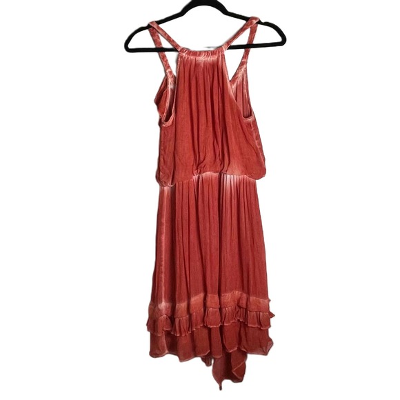 Free People Aphrodite Womens Orange Tie Dye Asymmetrical Boho Ruffle Dress XS - Picture 8 of 9